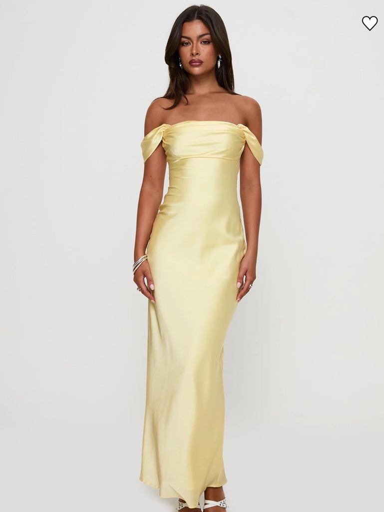 Princess Polly Azura Off The Shoulder Maxi Dress Yellow